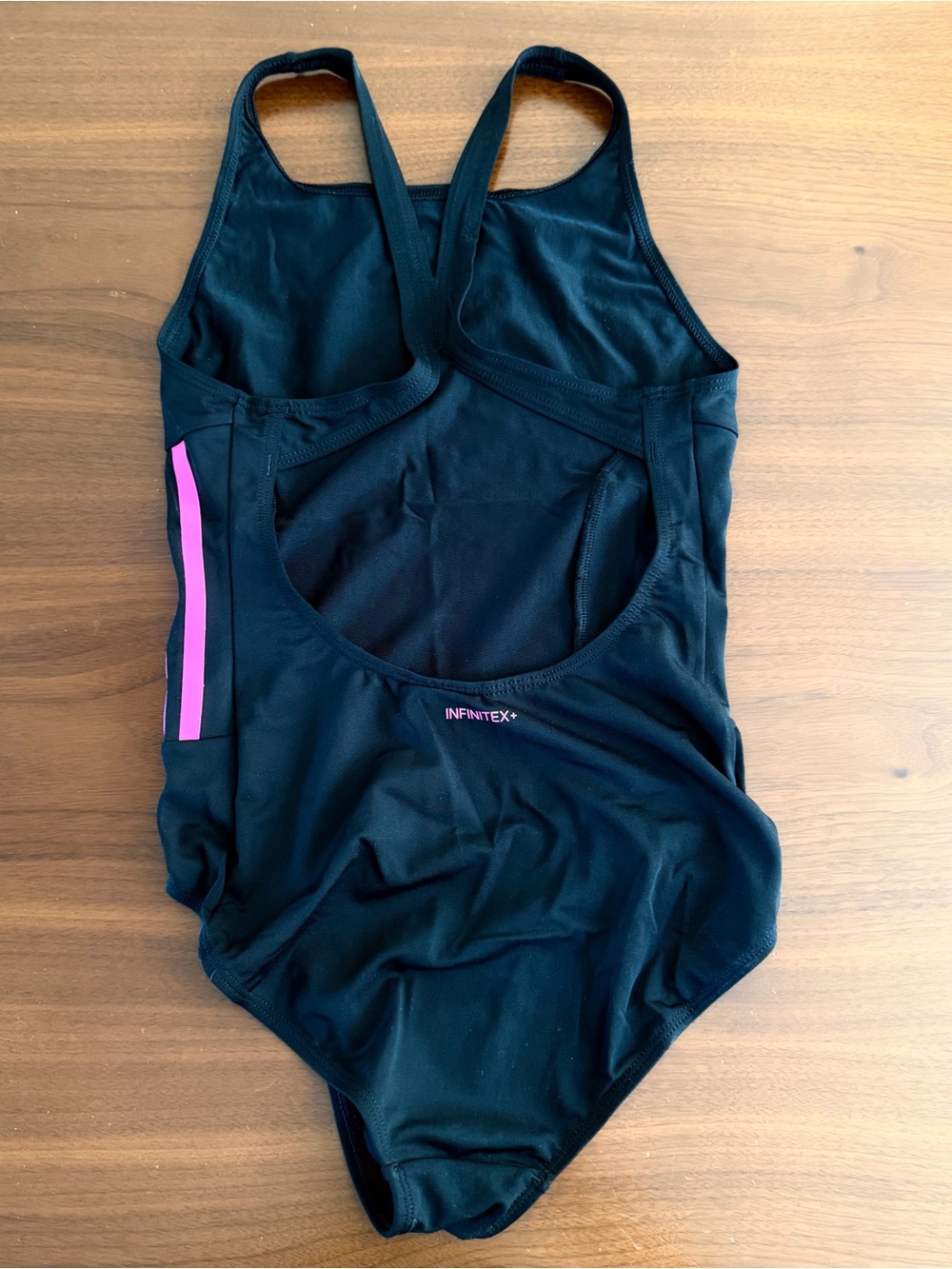 adidas Black One-Piece Swimsuit with Pink Side Stripes-Size L - Picture 7 of 8